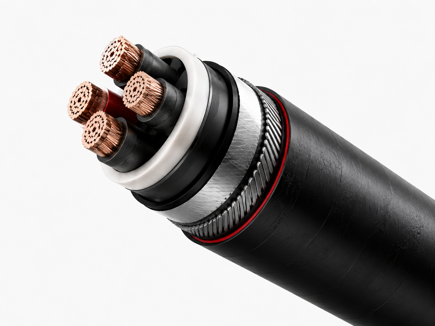 Armored power cable cutaway